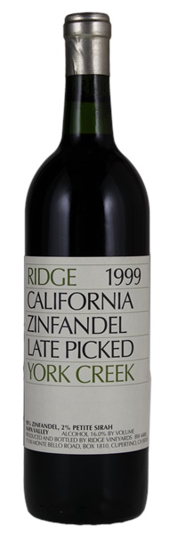 1999 Ridge York Creek Zinfandel Late Picked, 750ml