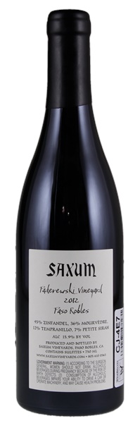 2012 Saxum Paderewski Vineyard, 750ml