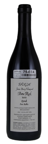 2012 Saxum James Berry Vineyard Bone Rock Syrah, 750ml