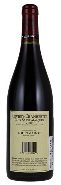 2000 Louis Jadot Gevrey-Chambertin Clos St. Jacques, 750ml