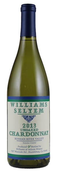 2013 Williams Selyem Unoaked Russian River Valley Chardonnay, 750ml