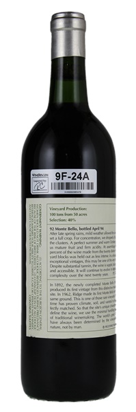 1992 Ridge Monte Bello, 750ml