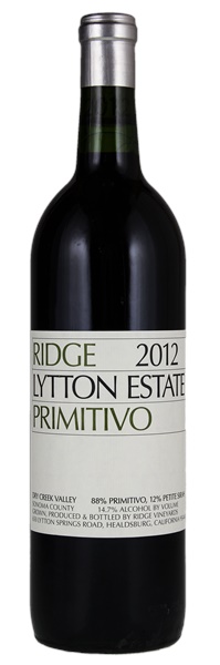 2012 Ridge Lytton Estate Primitivo, 750ml