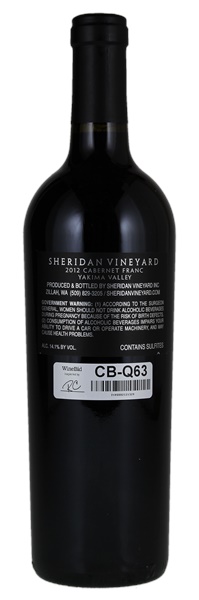 2012 Sheridan Vineyard Boss Block Cabernet Franc, 750ml
