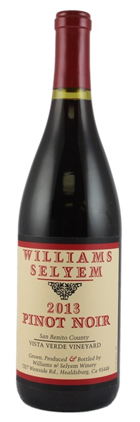 2013 Williams Selyem Vista Verde Vineyard Pinot Noir, 750ml