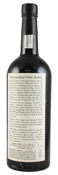 N.V. Henriques & Henriques Madeira Inauguration Wine, 750ml