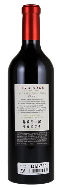 2009 Five Sons Cabernet Sauvignon, 750ml