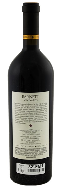 2000 Barnett Vineyards Rattlesnake Hill Cabernet Sauvignon, 750ml