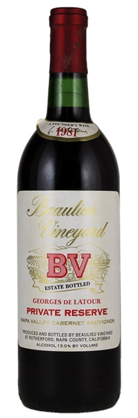 1981 Beaulieu Vineyard Georges de Latour Private Reserve Cabernet Sauvignon, 750ml