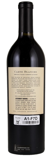 2008 Nicholas Allen Wines Carte Blanche Cabernet Sauvignon, 750ml