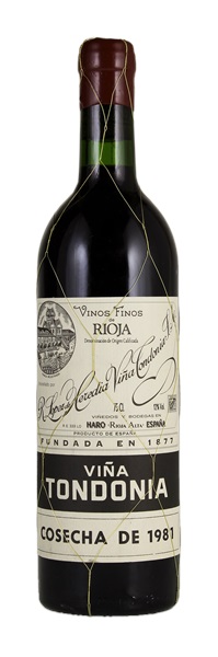 1981 Lopez de Heredia Rioja Vina Tondonia Gran Reserva, 750ml