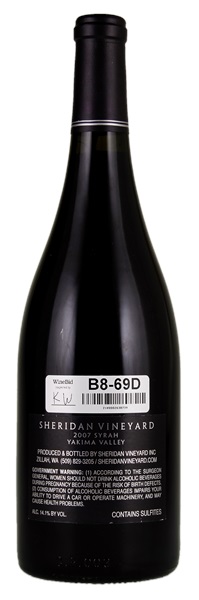 2007 Sheridan Vineyard Reserve Syrah, 750ml