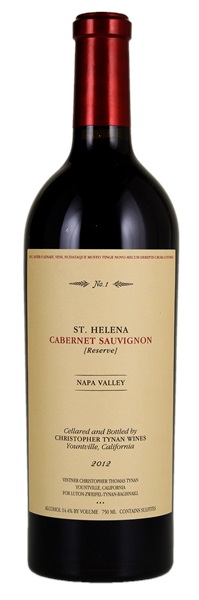 2012 Christopher Tynan Wines St. Helena Reserve Cabernet Sauvignon, 750ml