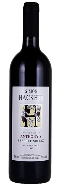 1997 Simon Hackett Anthony's Limited Release Reserve Shiraz, 750ml
