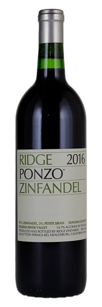 2016 Ridge Ponzo Vineyard Zinfandel, 750ml